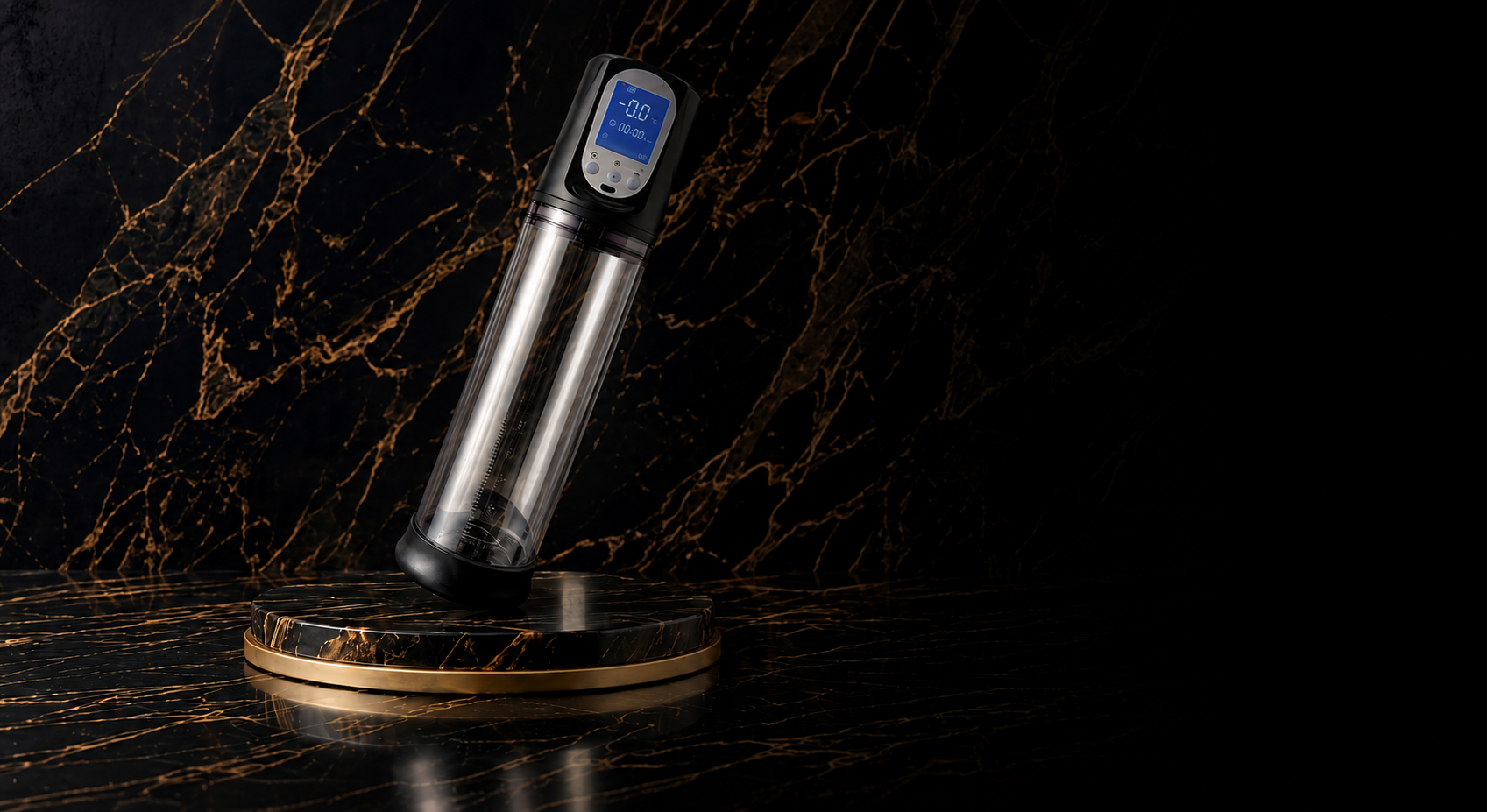 SENSA product displayed on a black marble pedestal